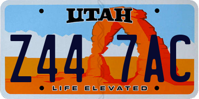 UT license plate Z447AC
