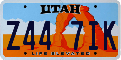 UT license plate Z447IK