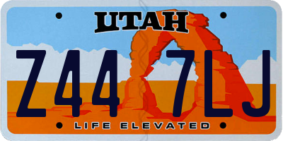UT license plate Z447LJ