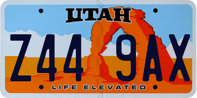 UT license plate Z449AX