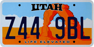 UT license plate Z449BL