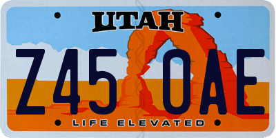 UT license plate Z450AE