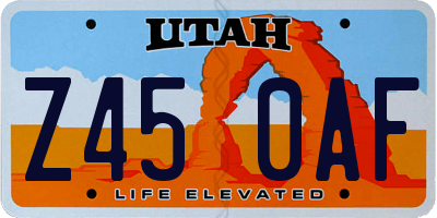 UT license plate Z450AF