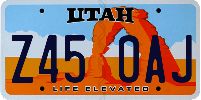 UT license plate Z450AJ