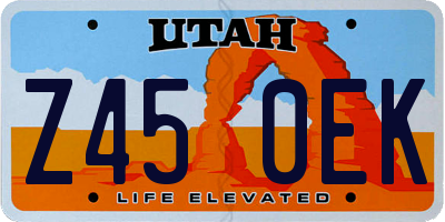 UT license plate Z450EK