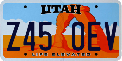 UT license plate Z450EV