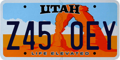 UT license plate Z450EY