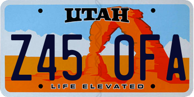 UT license plate Z450FA