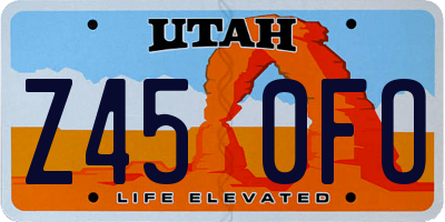 UT license plate Z450FO