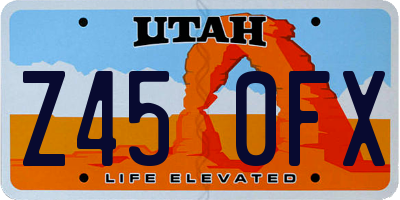 UT license plate Z450FX