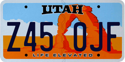 UT license plate Z450JF