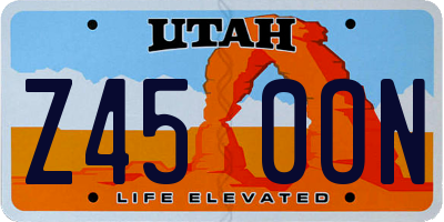 UT license plate Z450ON