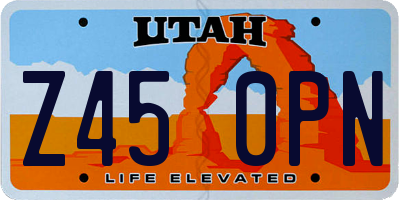 UT license plate Z450PN