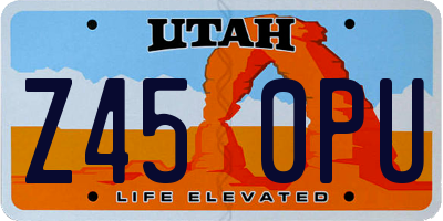 UT license plate Z450PU