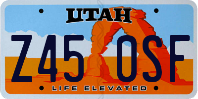 UT license plate Z450SF