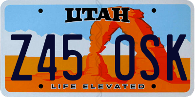 UT license plate Z450SK