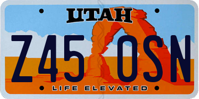 UT license plate Z450SN