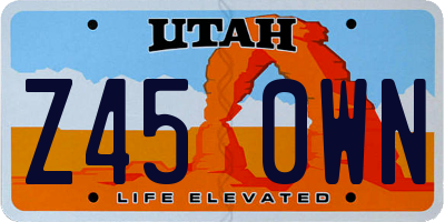 UT license plate Z450WN