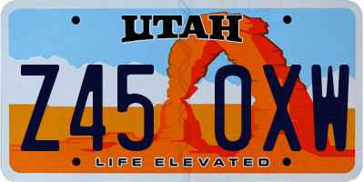 UT license plate Z450XW