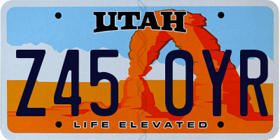 UT license plate Z450YR