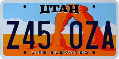 UT license plate Z450ZA