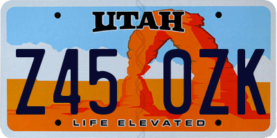 UT license plate Z450ZK