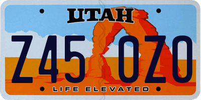 UT license plate Z450ZO
