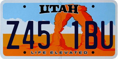 UT license plate Z451BU