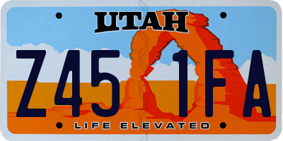 UT license plate Z451FA