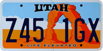 UT license plate Z451GX