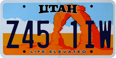 UT license plate Z451IW