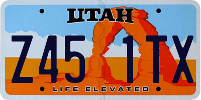 UT license plate Z451TX
