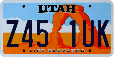 UT license plate Z451UK