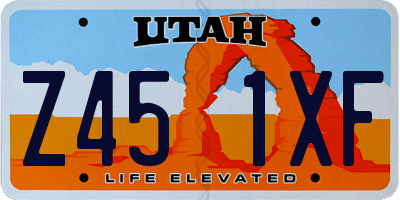 UT license plate Z451XF