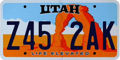 UT license plate Z452AK