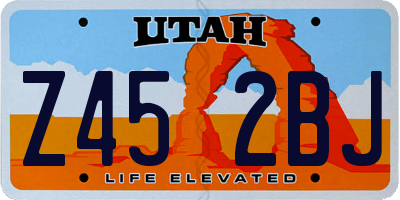 UT license plate Z452BJ
