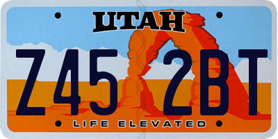 UT license plate Z452BT