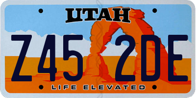 UT license plate Z452DE