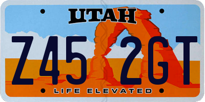 UT license plate Z452GT