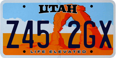 UT license plate Z452GX