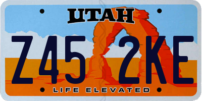 UT license plate Z452KE