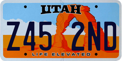 UT license plate Z452ND