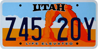 UT license plate Z452OY