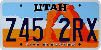 UT license plate Z452RX