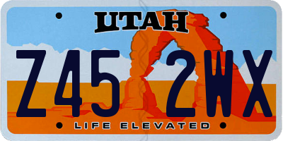 UT license plate Z452WX