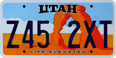 UT license plate Z452XT