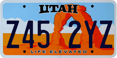 UT license plate Z452YZ