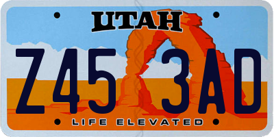 UT license plate Z453AD