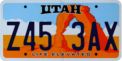 UT license plate Z453AX