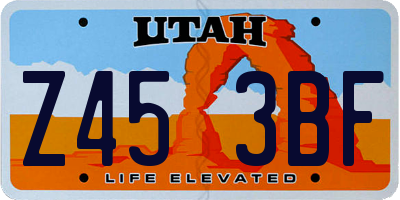 UT license plate Z453BF